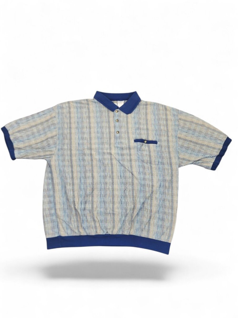 Vintage LD Sport Striped Short Sleeve Pocket Polo Shirt 2XL Bowling